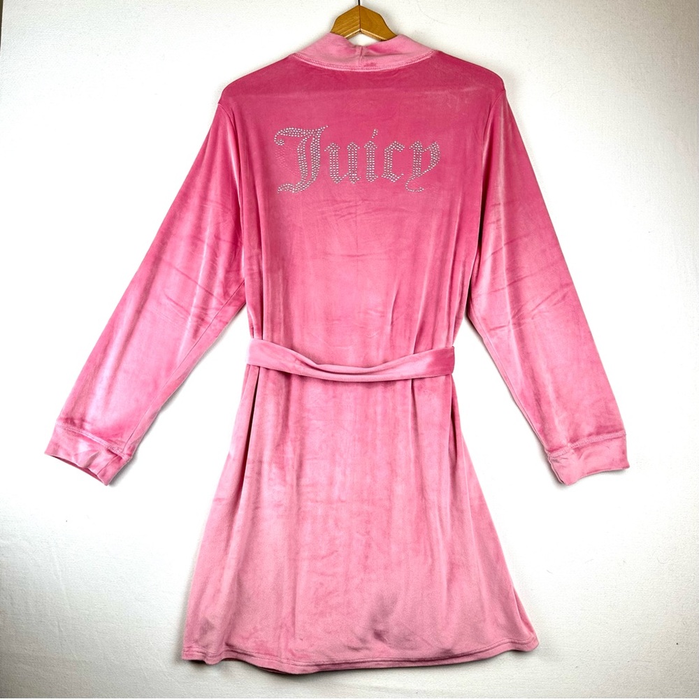 Juicy Couture Velour Luxe Bling Logo Robe in‎ Cashmere Rose Lounge